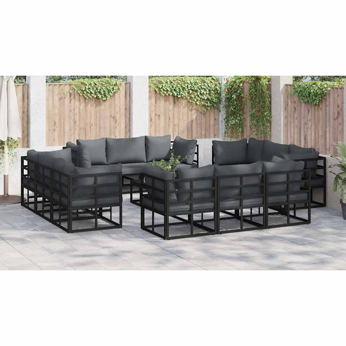 Set de canapele pentru grădină 12 pcs Negru 213 x 71.5 x 71 cm - WALTI WALTI