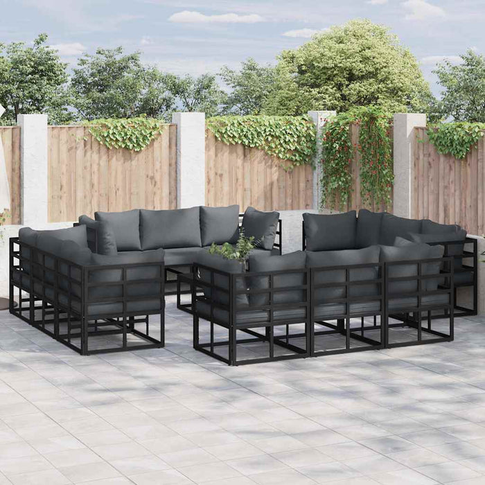 Set de canapele pentru grădină 12 pcs Negru 213 x 71.5 x 71 cm - WALTI WALTI