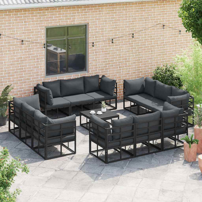 Set de canapele pentru grădină 12 pcs Negru 213 x 71.5 x 71 cm - WALTI WALTI