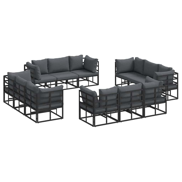 Set de canapele pentru grădină 12 pcs Negru 213 x 71.5 x 71 cm - WALTI WALTI