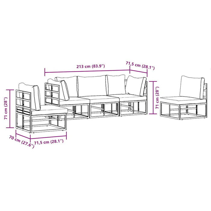Set de canapele pentru grădină 5 pcs Negru 213 x 71.5 x 71 cm - WALTI WALTI