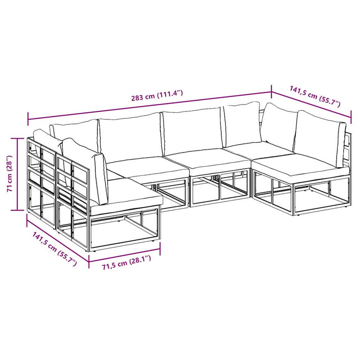 Set de canapele pentru grădină 6 pcs Negru 283 x 141.5 x 71 cm - WALTI WALTI