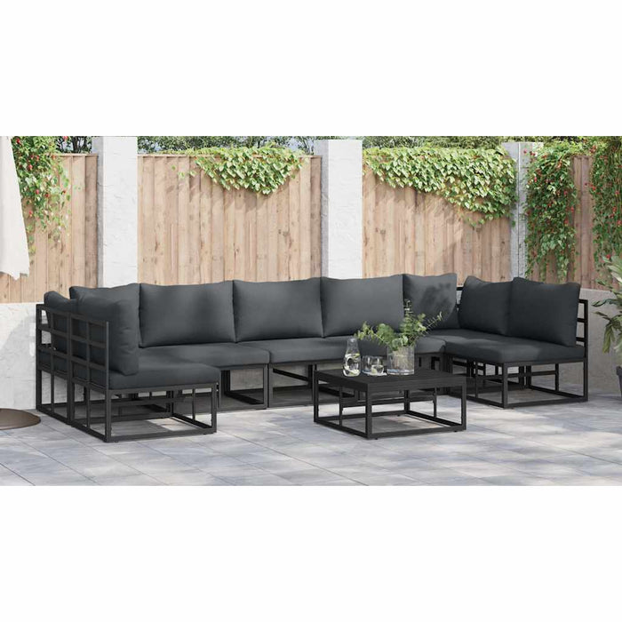 Set de canapele pentru grădină 7 pcs Negru 353 x 141.5 x 71 cm - WALTI WALTI