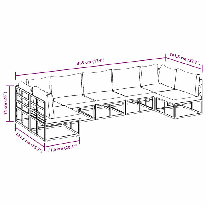 Set de canapele pentru grădină 7 pcs Negru 353 x 141.5 x 71 cm - WALTI WALTI
