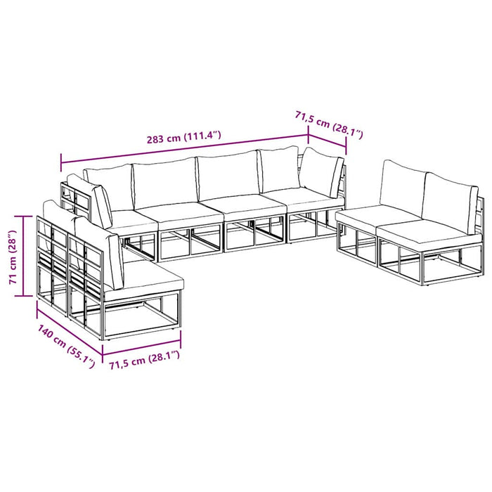 Set de canapele pentru grădină 8 pcs Negru 283 x 71.5 x 71 cm - WALTI WALTI
