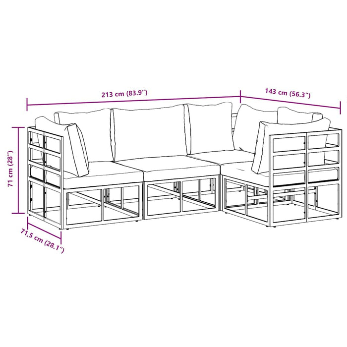 Set de canapele pentru grădină 4 pcs Negru 213 x 143 x 71 cm - WALTI WALTI