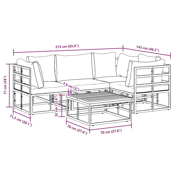 Set de canapele pentru grădină 5 pcs Negru 70 x 70 x 32 cm - WALTI WALTI