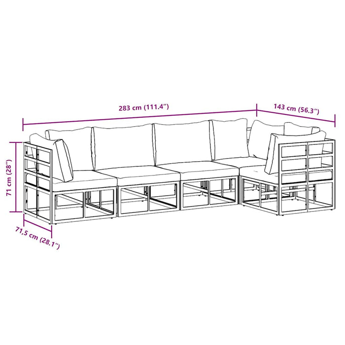 Set de canapele pentru grădină 5 pcs Negru 283 x 143 x 71 cm - WALTI WALTI