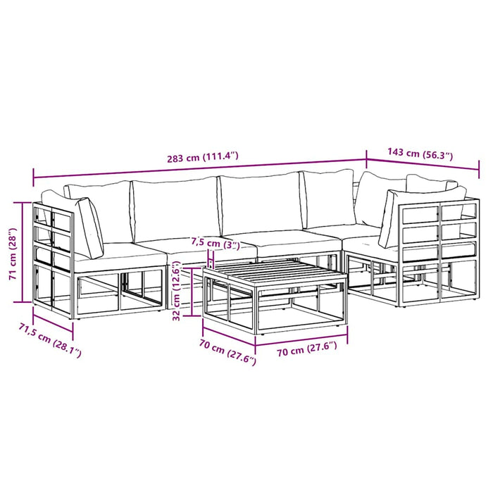 Set de canapele pentru grădină 6 pcs Negru 70 x 70 x 32 cm - WALTI WALTI