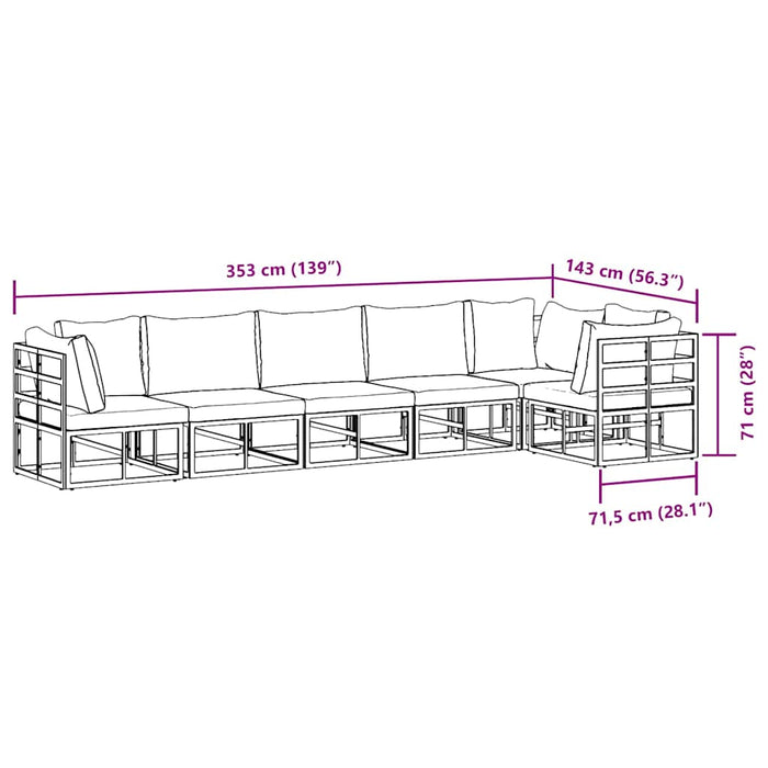 Set de canapele pentru grădină 6 pcs Negru 70 x 70 x 32 cm - WALTI WALTI