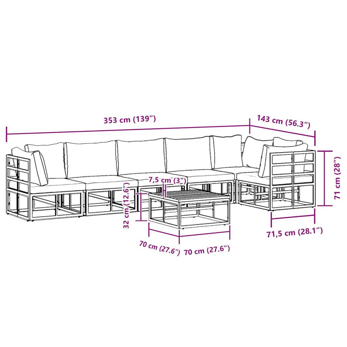Set de canapele pentru grădină 7 pcs Negru 70 x 70 x 32 cm - WALTI WALTI
