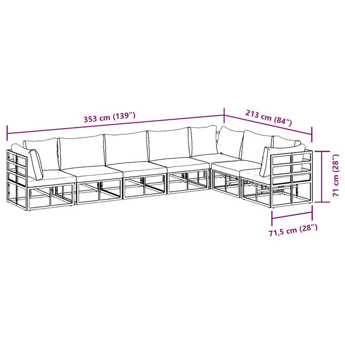Set de canapele pentru grădină 7 pcs Negru 70 x 70 x 32 cm - WALTI WALTI