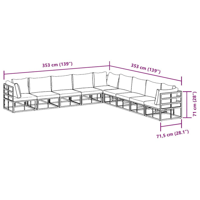 Set de canapele pentru grădină 9 pcs Negru 353 x 353 x 71 cm - WALTI WALTI