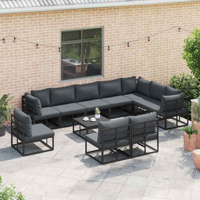 Set de canapele pentru grădină 11 pcs Negru 70 x 70 x 32 cm - WALTI WALTI
