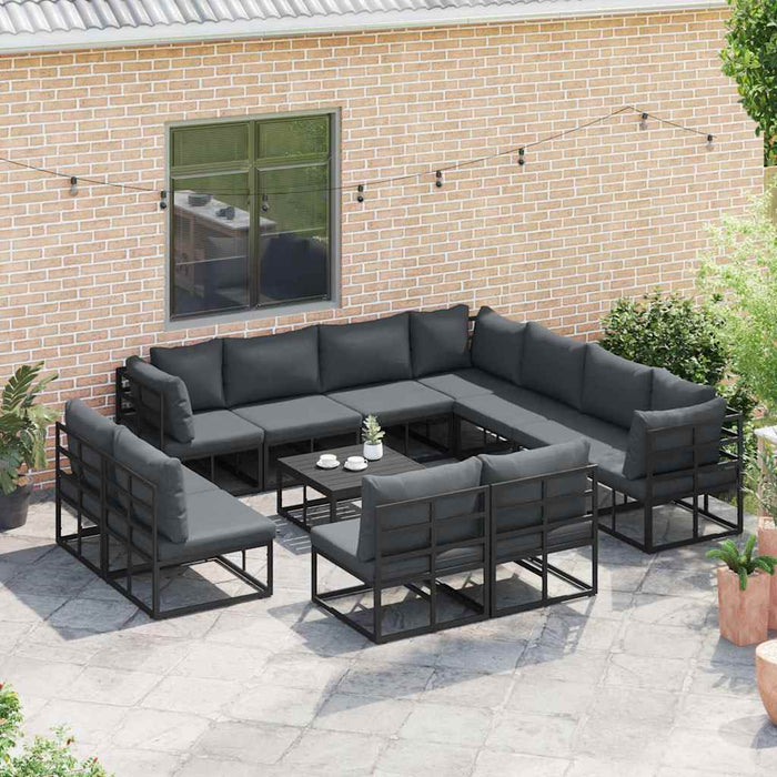 Set de canapele pentru grădină 11 pcs Negru 70 x 70 x 32 cm - WALTI WALTI