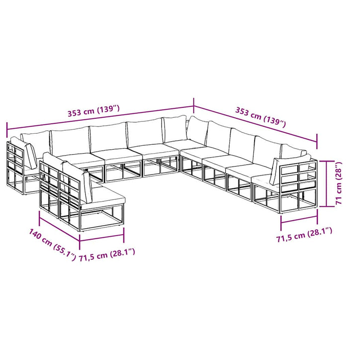 Set de canapele pentru grădină 11 pcs Negru 70 x 70 x 32 cm - WALTI WALTI
