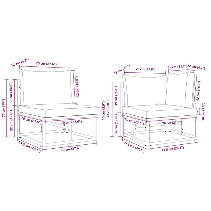 Set de canapele pentru grădină 11 pcs Negru 70 x 70 x 32 cm - WALTI WALTI