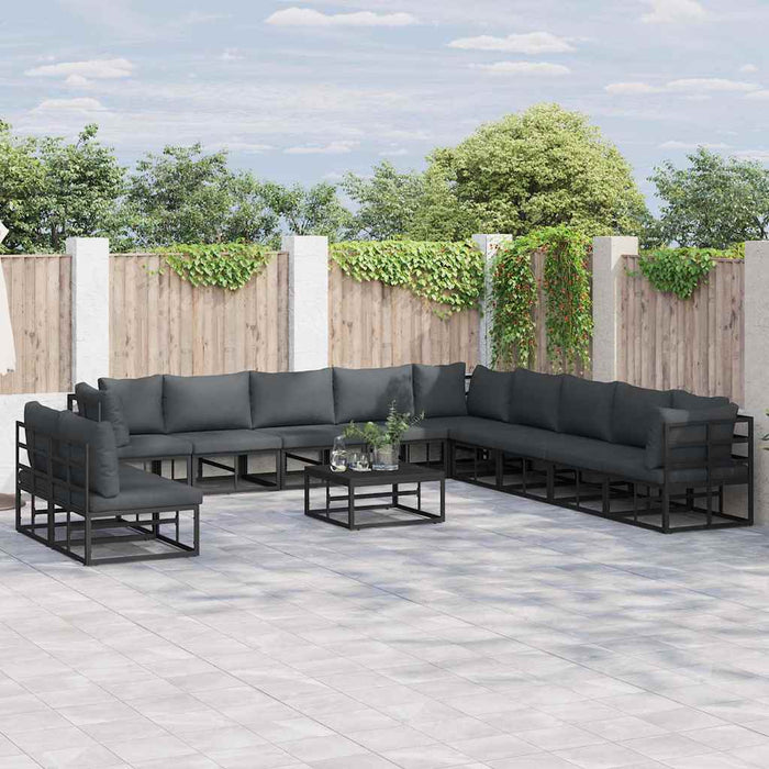 Set de canapele pentru grădină 12 pcs Negru 70 x 70 x 32 cm - WALTI WALTI