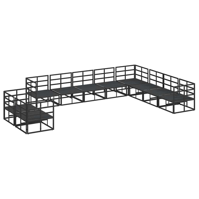 Set de canapele pentru grădină cu pernă 10 pcs Negru Aluminiu - WALTI WALTI