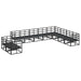 Set de canapele pentru grădină cu pernă 10 pcs Negru Aluminiu - WALTI WALTI