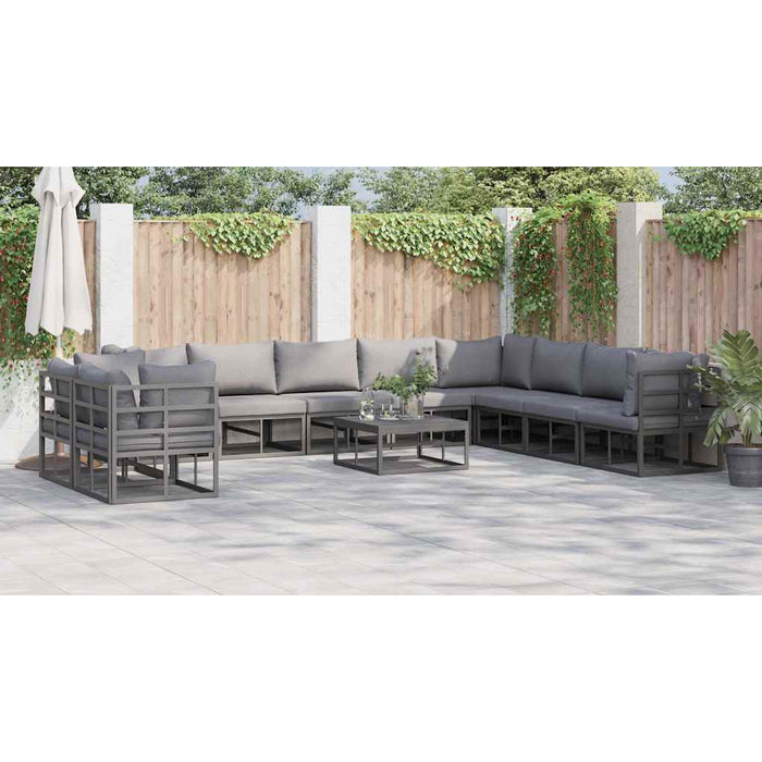 Set de canapele pentru grădină cu pernă 11 pcs Negru Aluminiu - WALTI WALTI