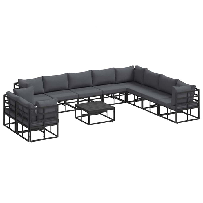 Set de canapele pentru grădină cu pernă 11 pcs Negru Aluminiu - WALTI WALTI