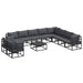 Set de canapele pentru grădină cu pernă 11 pcs Negru Aluminiu - WALTI WALTI