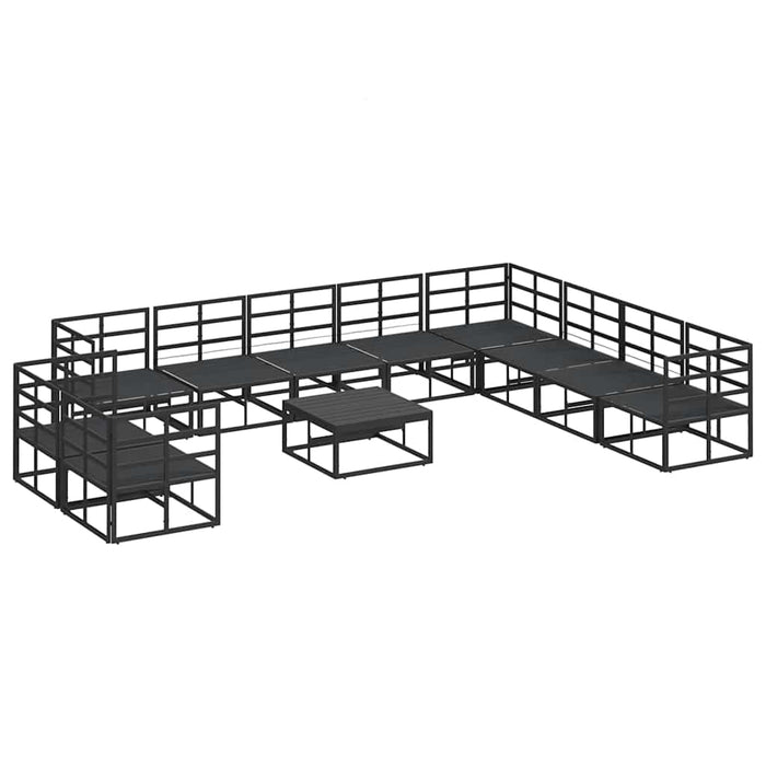 Set de canapele pentru grădină cu pernă 11 pcs Negru Aluminiu - WALTI WALTI