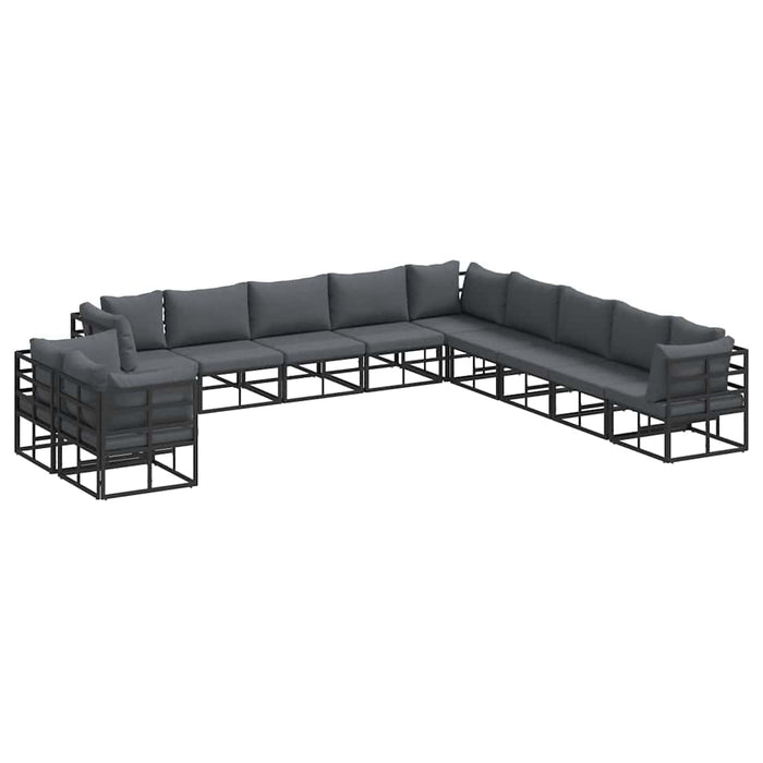 Set de canapele pentru grădină cu pernă 11 pcs Negru Aluminiu - WALTI WALTI