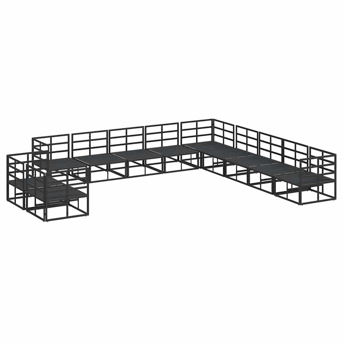 Set de canapele pentru grădină cu pernă 11 pcs Negru Aluminiu - WALTI WALTI