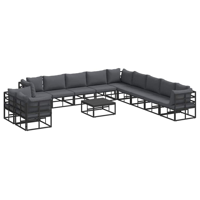 Set de canapele pentru grădină cu pernă 12 pcs Negru Aluminiu - WALTI WALTI