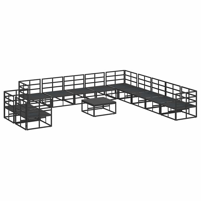 Set de canapele pentru grădină cu pernă 12 pcs Negru Aluminiu - WALTI WALTI