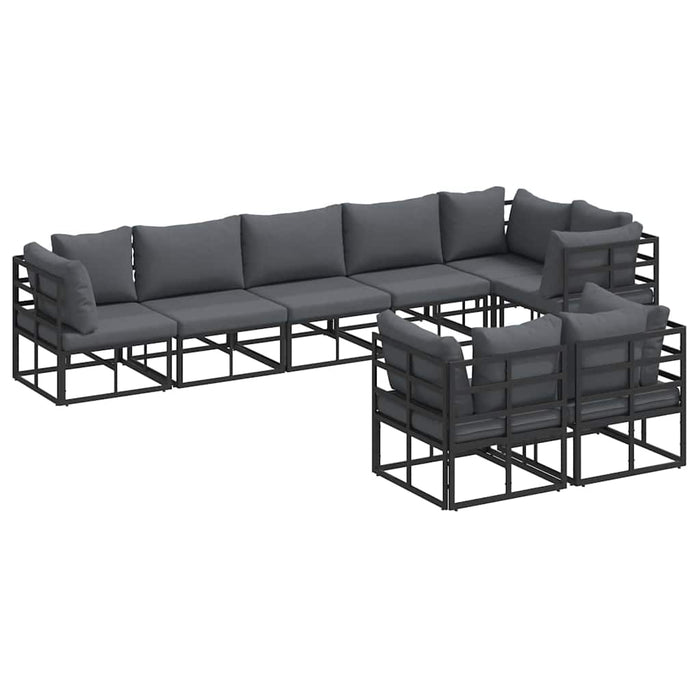 Set de canapele pentru grădină cu pernă 8 pcs Negru Aluminiu - WALTI WALTI