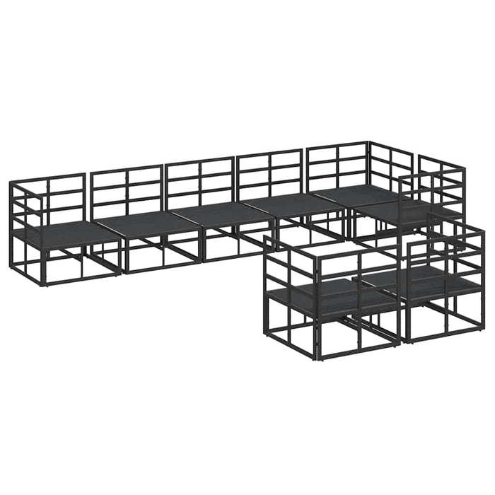 Set de canapele pentru grădină cu pernă 8 pcs Negru Aluminiu - WALTI WALTI