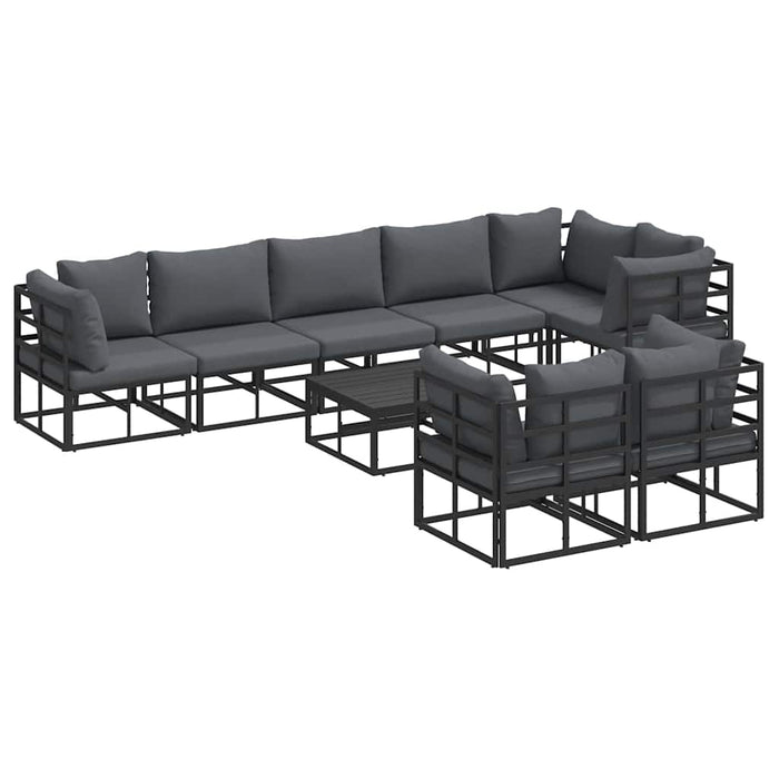 Set de canapele pentru grădină cu pernă 9 pcs Negru Aluminiu - WALTI WALTI
