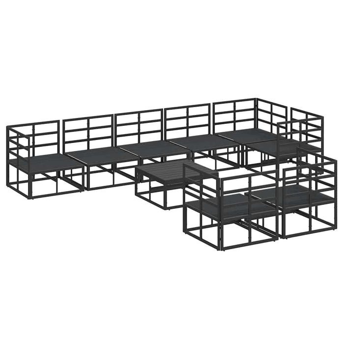 Set de canapele pentru grădină cu pernă 9 pcs Negru Aluminiu - WALTI WALTI