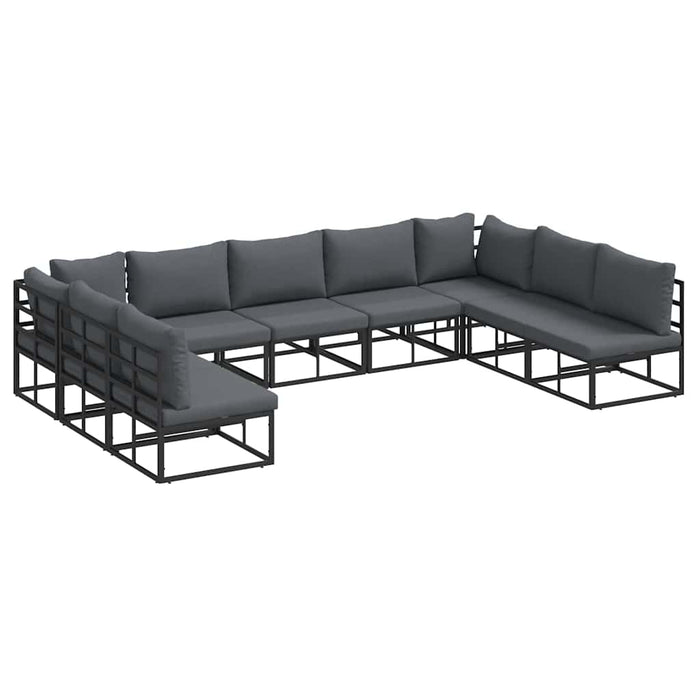 Set de canapele pentru grădină cu pernă 9 pcs Negru Aluminiu - WALTI WALTI