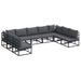 Set de canapele pentru grădină cu pernă 9 pcs Negru Aluminiu - WALTI WALTI