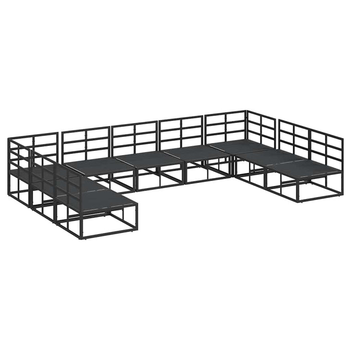 Set de canapele pentru grădină cu pernă 9 pcs Negru Aluminiu - WALTI WALTI