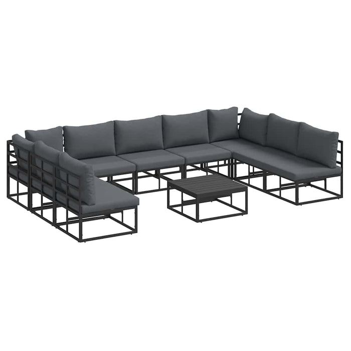 Set de canapele pentru grădină cu pernă 10 pcs Negru Aluminiu - WALTI WALTI