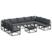 Set de canapele pentru grădină cu pernă 10 pcs Negru Aluminiu - WALTI WALTI