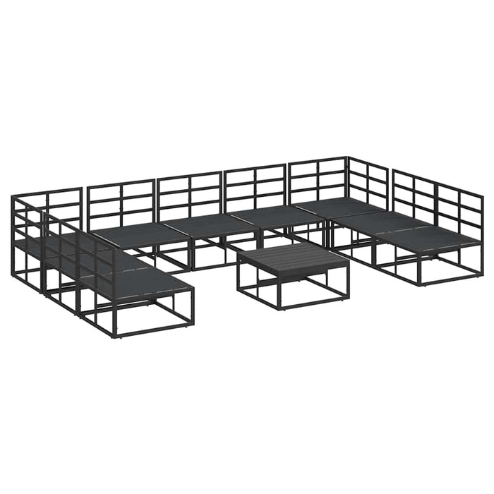 Set de canapele pentru grădină cu pernă 10 pcs Negru Aluminiu - WALTI WALTI
