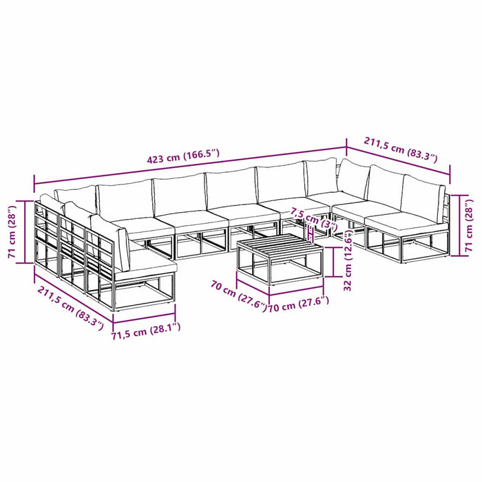 Set de canapele pentru grădină 11 pcs Negru 70 x 70 x 32 cm - WALTI WALTI
