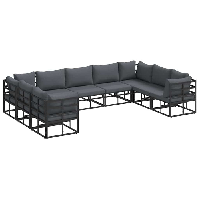 Set de canapele pentru grădină cu pernă 9 pcs Negru Aluminiu - WALTI WALTI