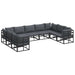 Set de canapele pentru grădină cu pernă 9 pcs Negru Aluminiu - WALTI WALTI