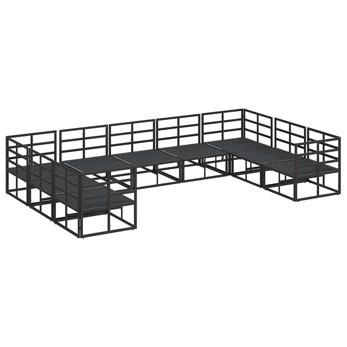 Set de canapele pentru grădină cu pernă 9 pcs Negru Aluminiu - WALTI WALTI