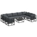 Set de canapele pentru grădină cu pernă 10 pcs Negru Aluminiu - WALTI WALTI