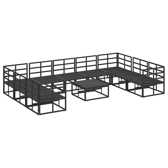 Set de canapele pentru grădină cu pernă 10 pcs Negru Aluminiu - WALTI WALTI