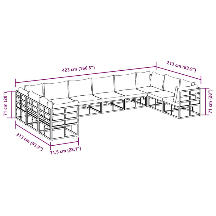 Set de canapele pentru grădină 10 pcs Negru 423 x 213 x 71 cm - WALTI WALTI
