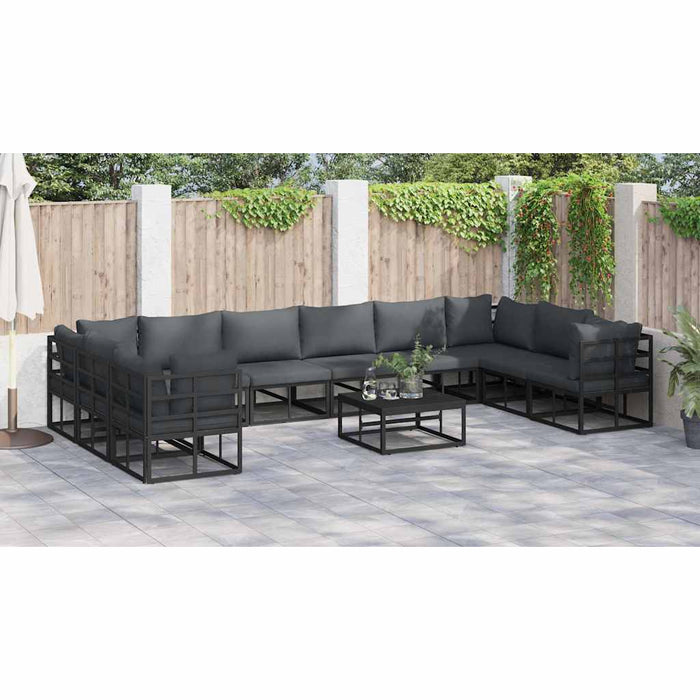 Set de canapele pentru grădină 11 pcs Negru 70 x 70 x 32 cm - WALTI WALTI